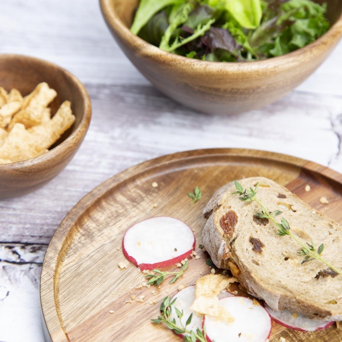 Assiette ronde en acacia Olympia 200mm