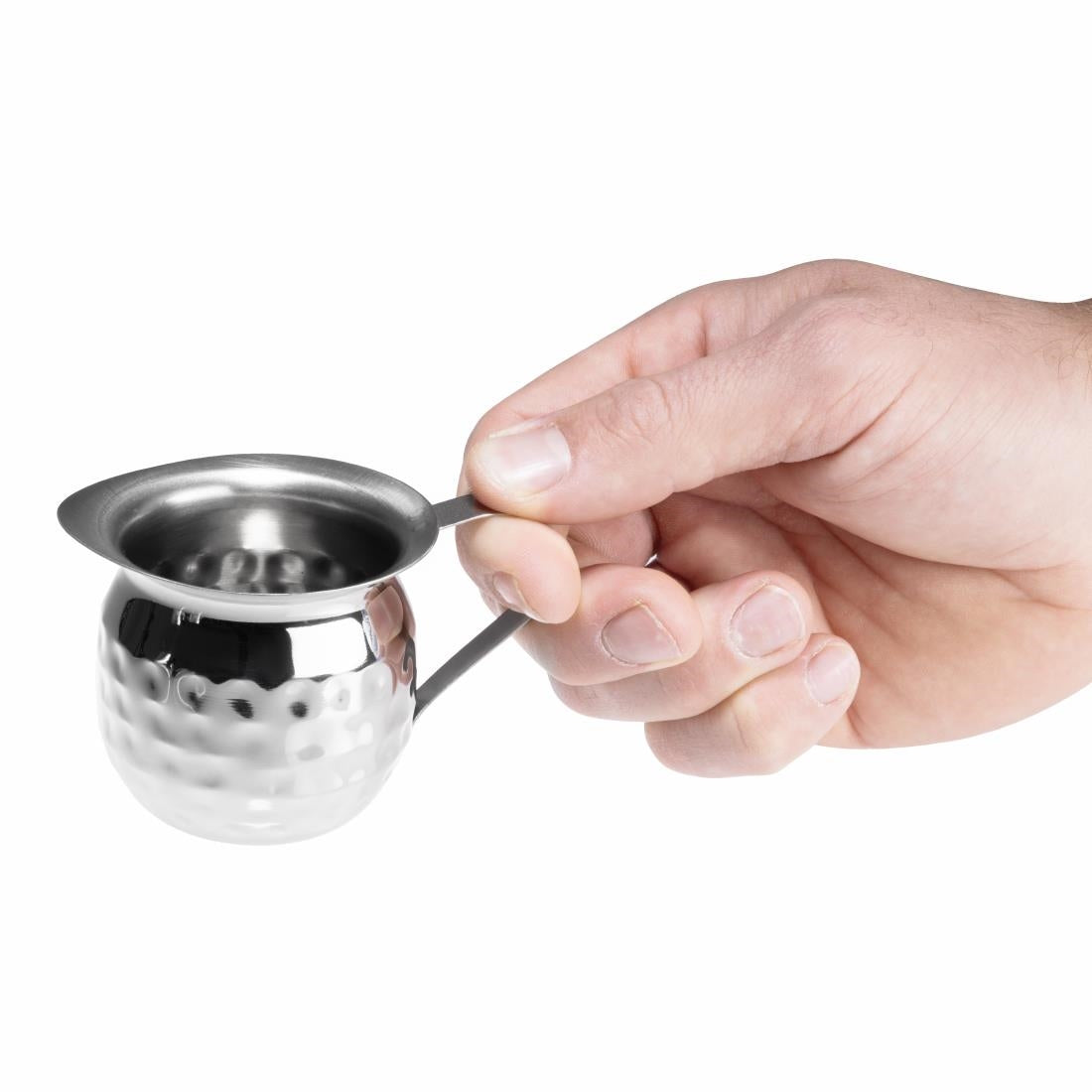 Mini pichets à lait en acier inoxydable martelé Olympia 120ml (lot de 6)