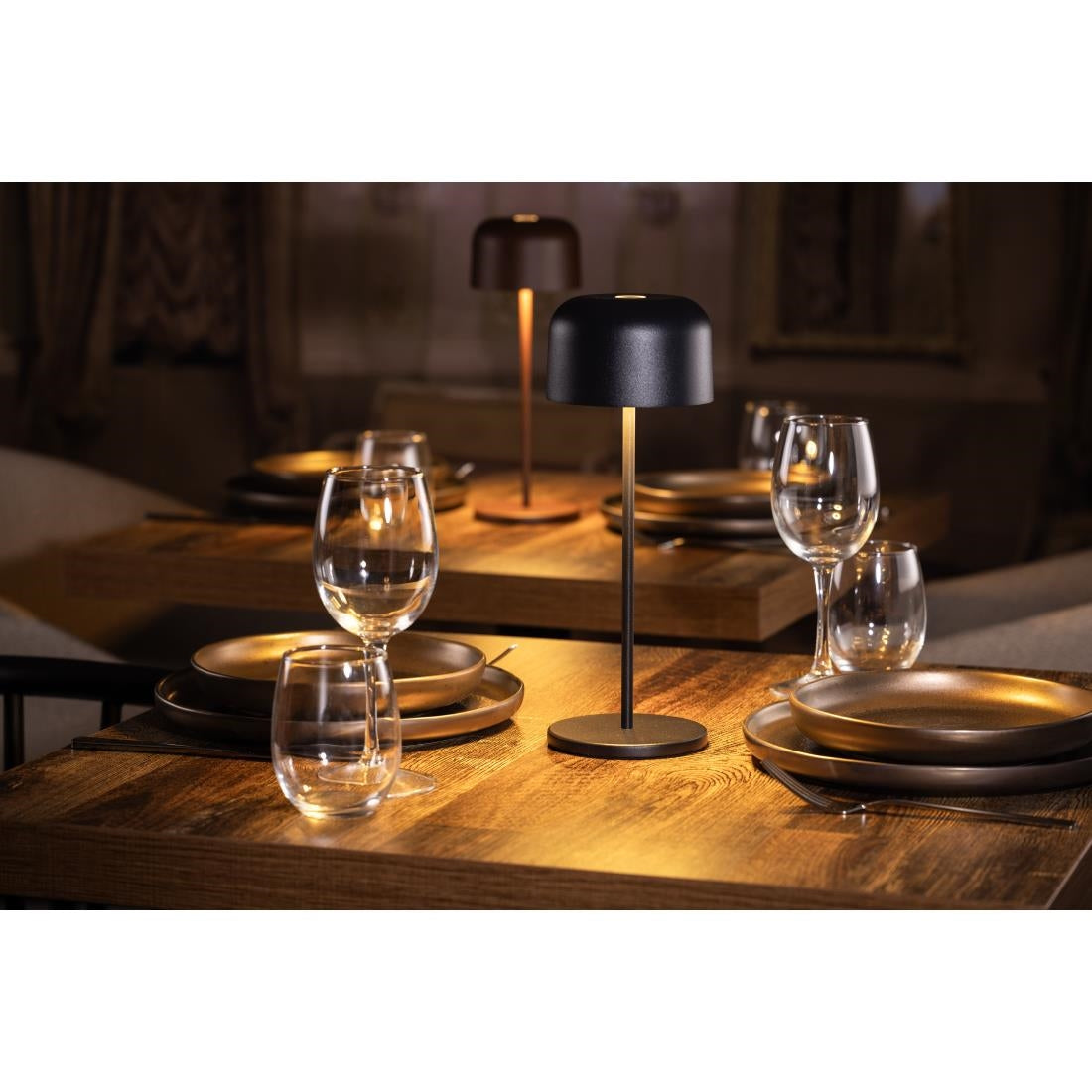 Lampe de table avec abat-jour rond Olympia Lucca noire 300mm