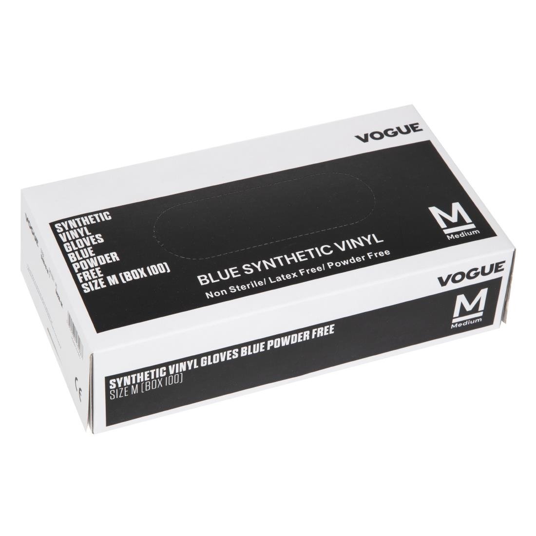 Gants alimentaires en vinyle non poudrés Hygiplas bleus (Lot de 100) - Taille M