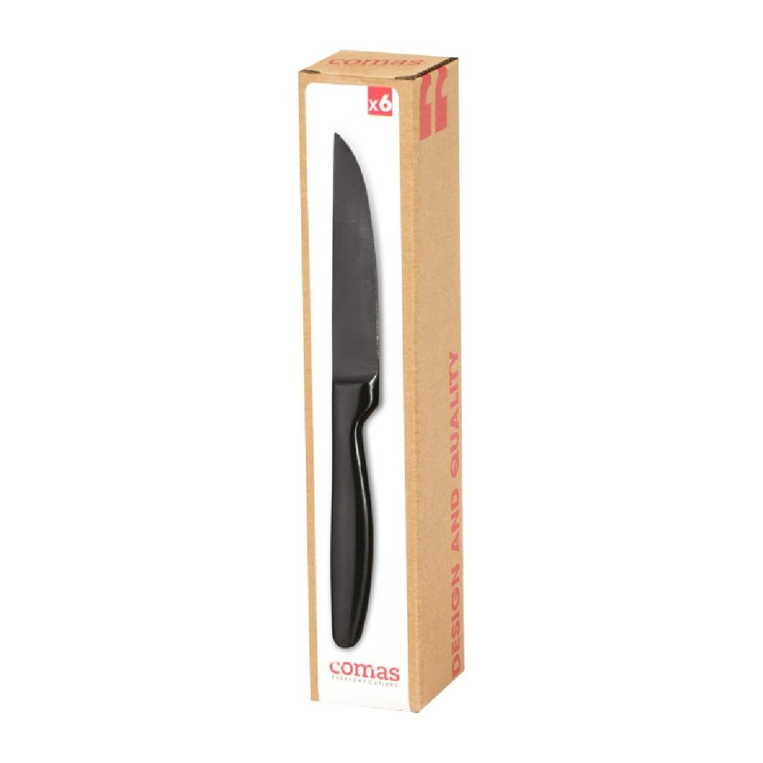 Couteaux à steak Comas Boj gris acier satiné (Boîte de 6) - NISBETS
