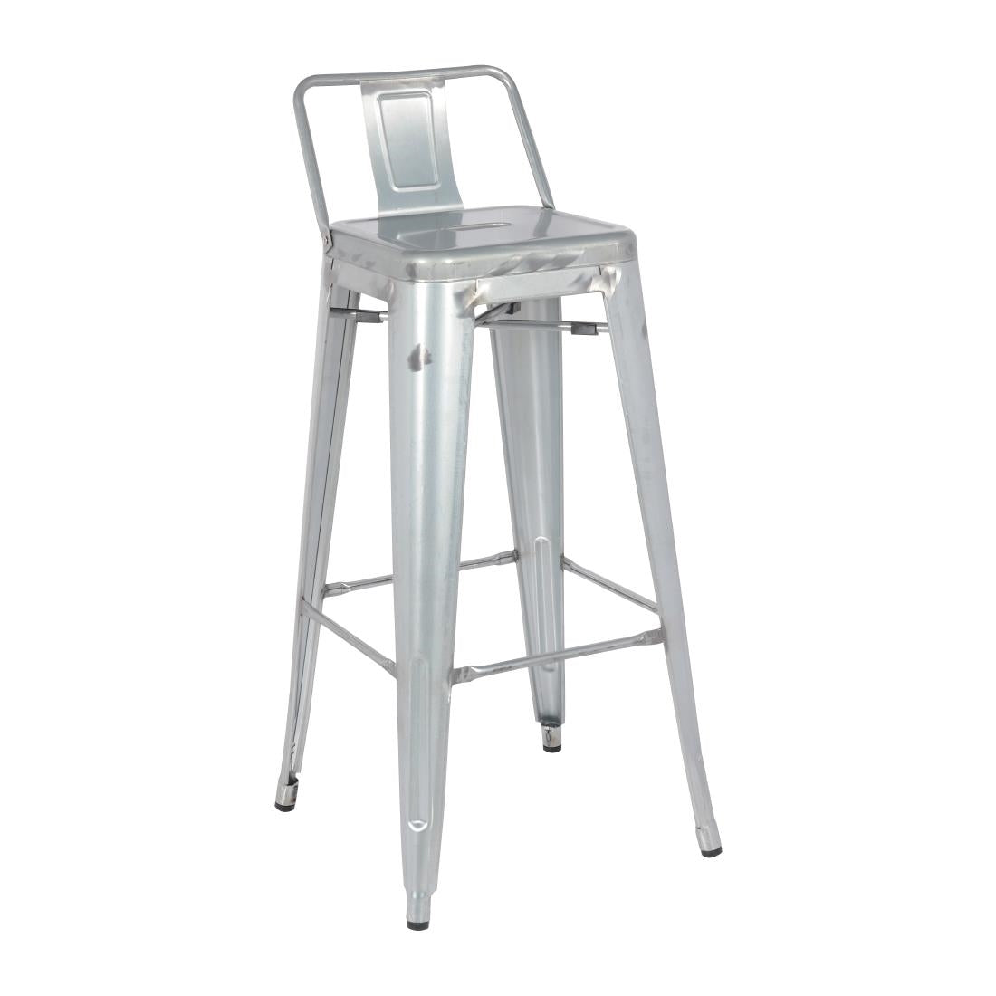 Tabouret haut en acier galvanisé avec dossier Bolero Bistro (lot de 4)