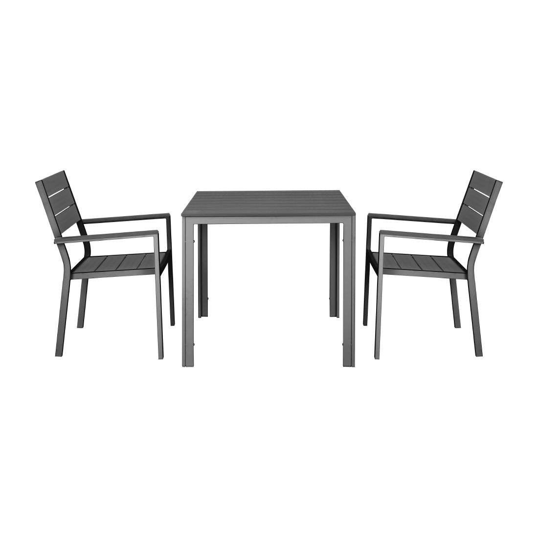 Table d'extérieur à lattes Bolero Valletta grise 780mm