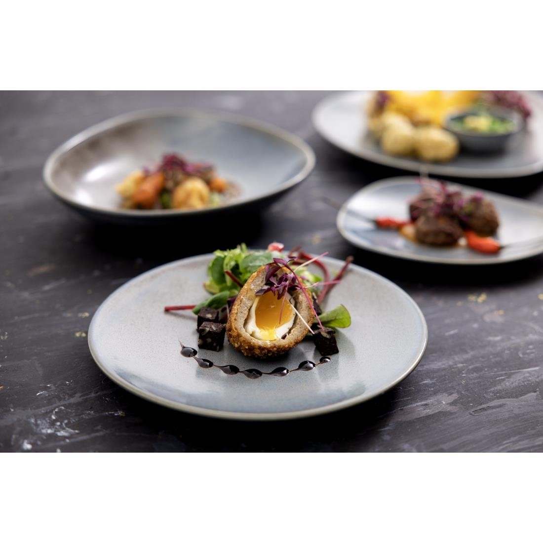 Assiettes triangulaires Olympia Ember Blue 190mm (lot de 6)