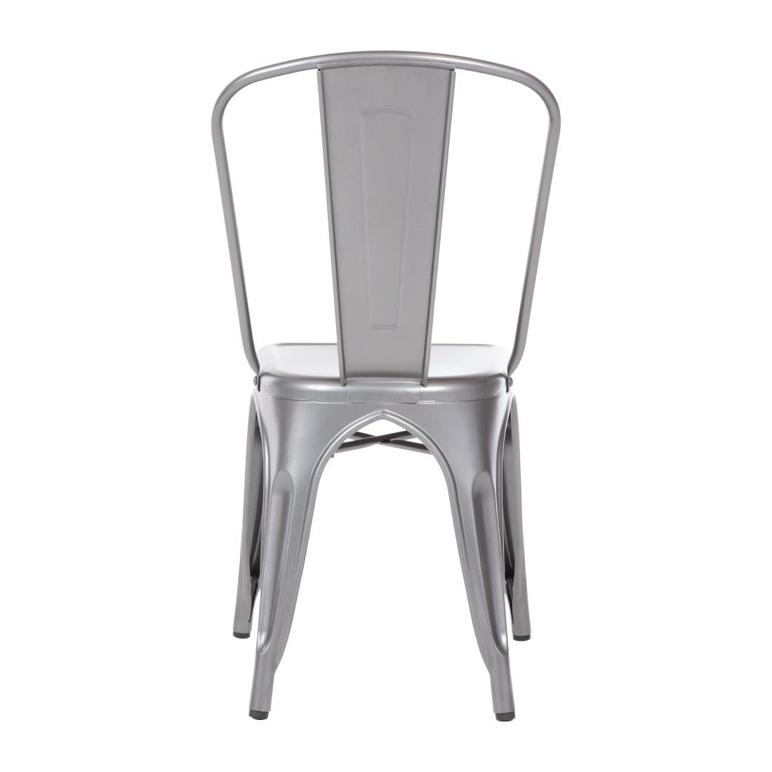 Chaises en acier gris métallisé Bolero Bistro (lot de 4) - NISBETS