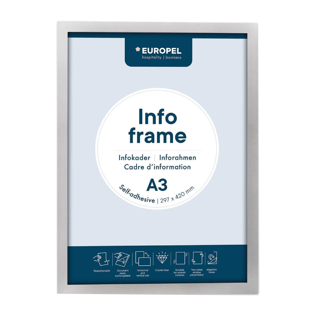 Cadres d'affichage autocollants Europel A3 argent (lot de 2)