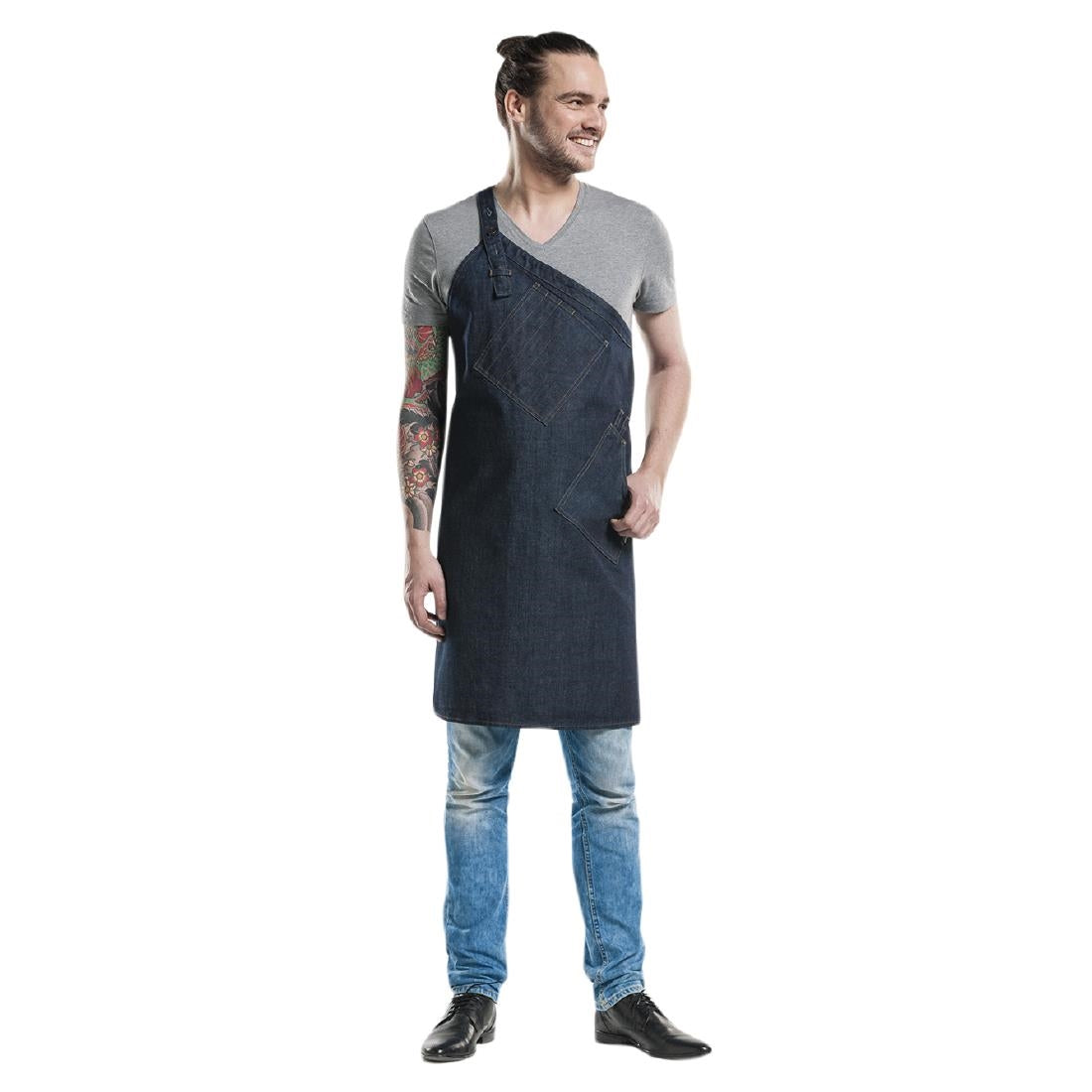 Tablier bavette Chaud Devant Skew Blue Denim
