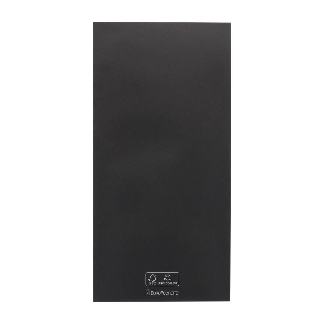 Pochettes à couverts Europochette taille royale noire avec serviette blanche douce 2 plis (lot de 250)