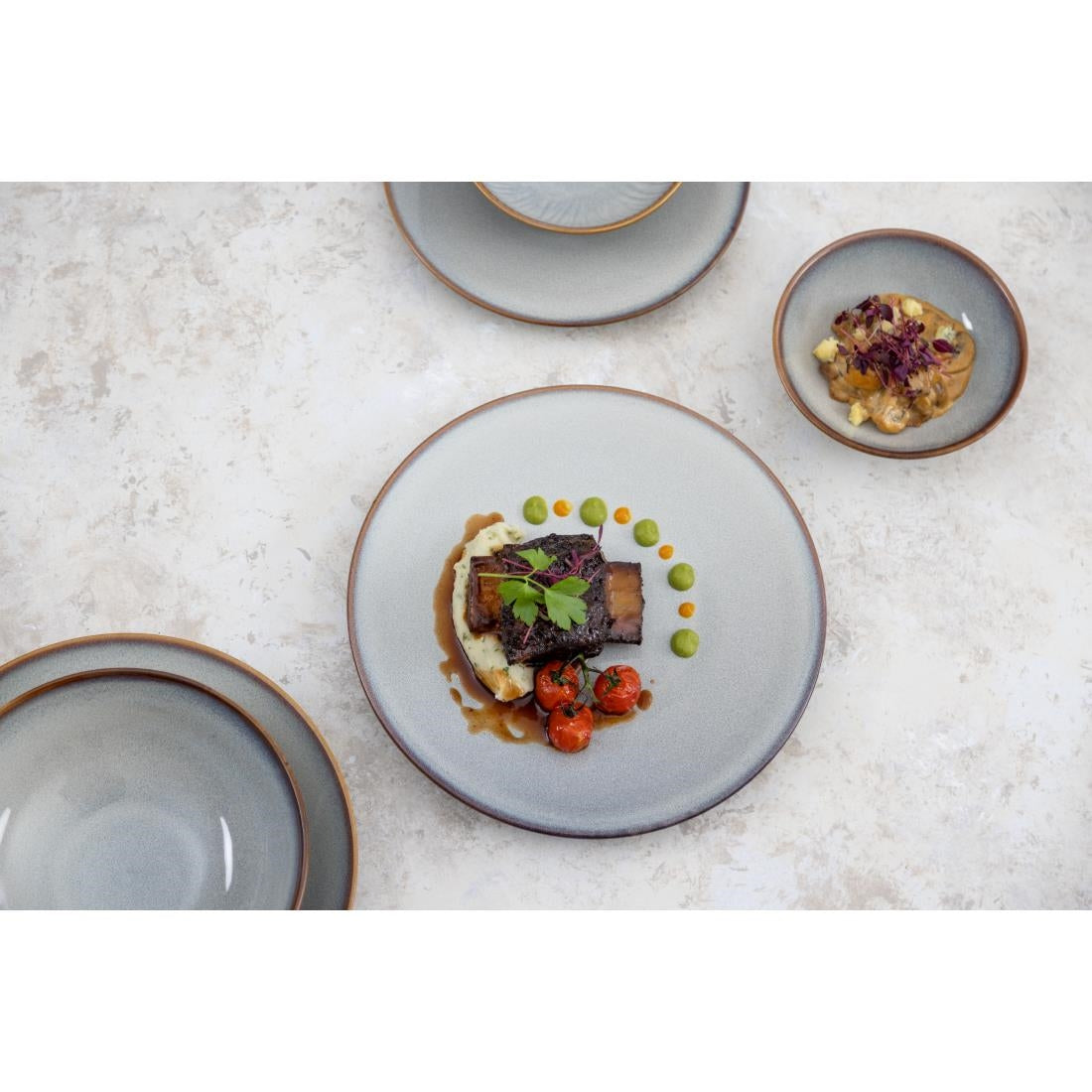 Assiettes plates Olympia Drift gris uni 180 mm (lot de 6)