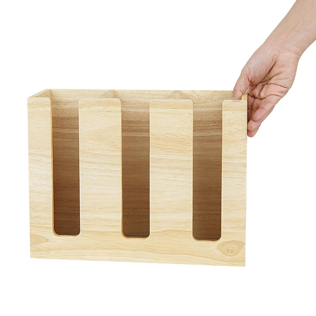 Organisateur de gobelets jetables en bois d'hévéa Olympia 340x120x240mm