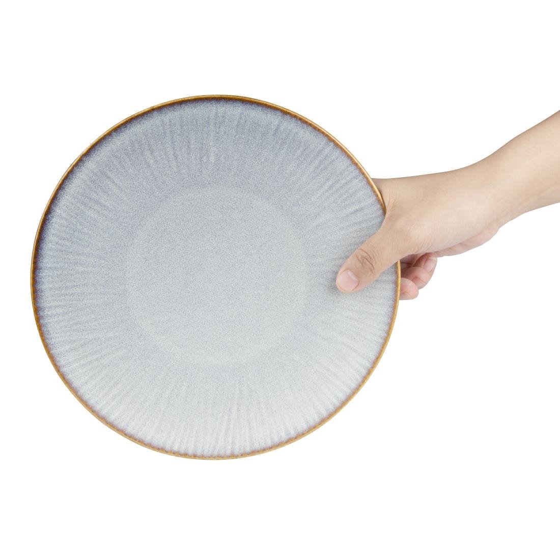 Assiettes plates Olympia Drift en relief gris 220mm (lot de 6)