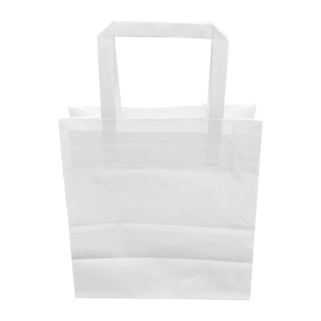 Petits sacs en papier blanc avec poignées plates Fiesta Recyclable (lot de 250) - NISBETS