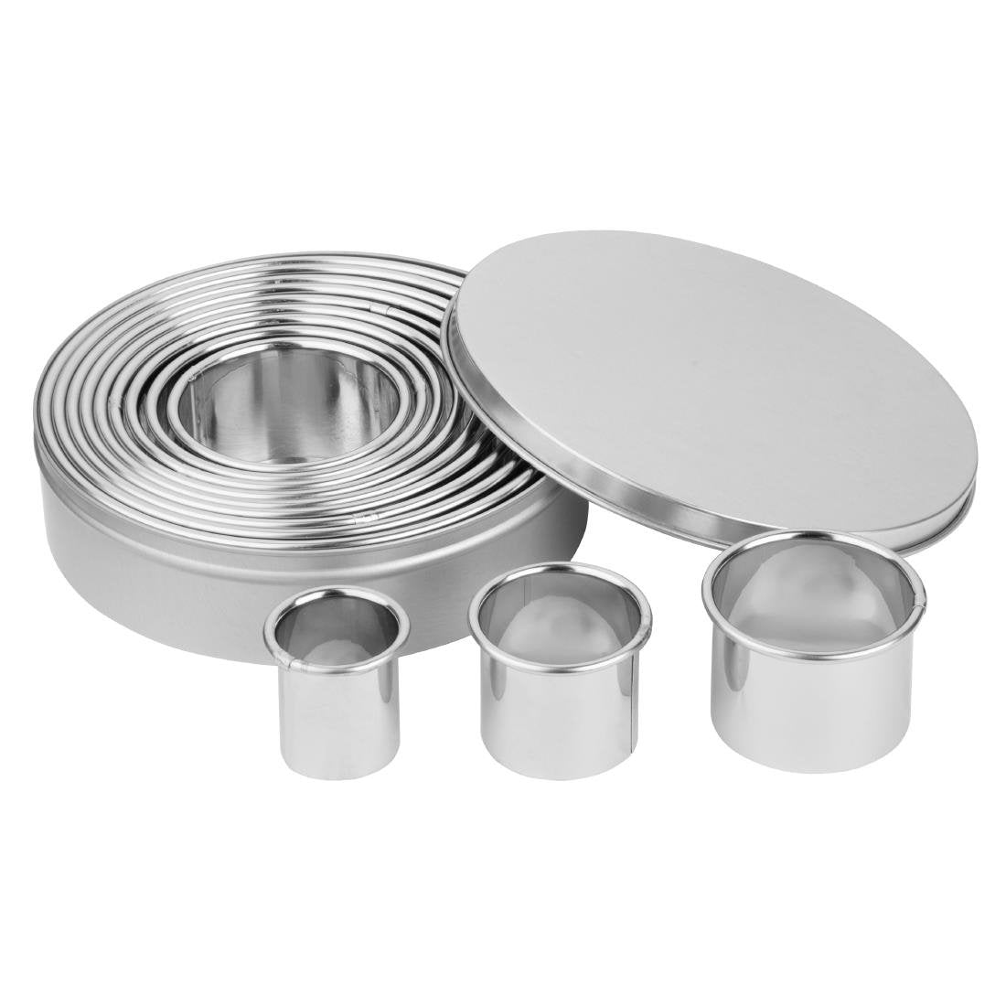 Lot de 12 emporte-pièces ronds lisses en inox Vogue - NISBETS