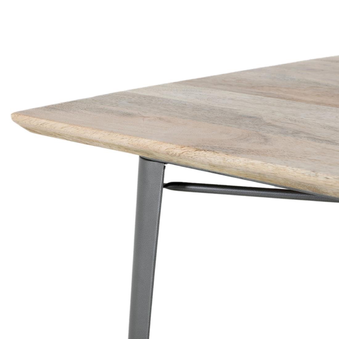 Table à manger avec plateau en bois de manguier lisse et piètement gris acier Bolero Bistro 1450 mm - NISBETS