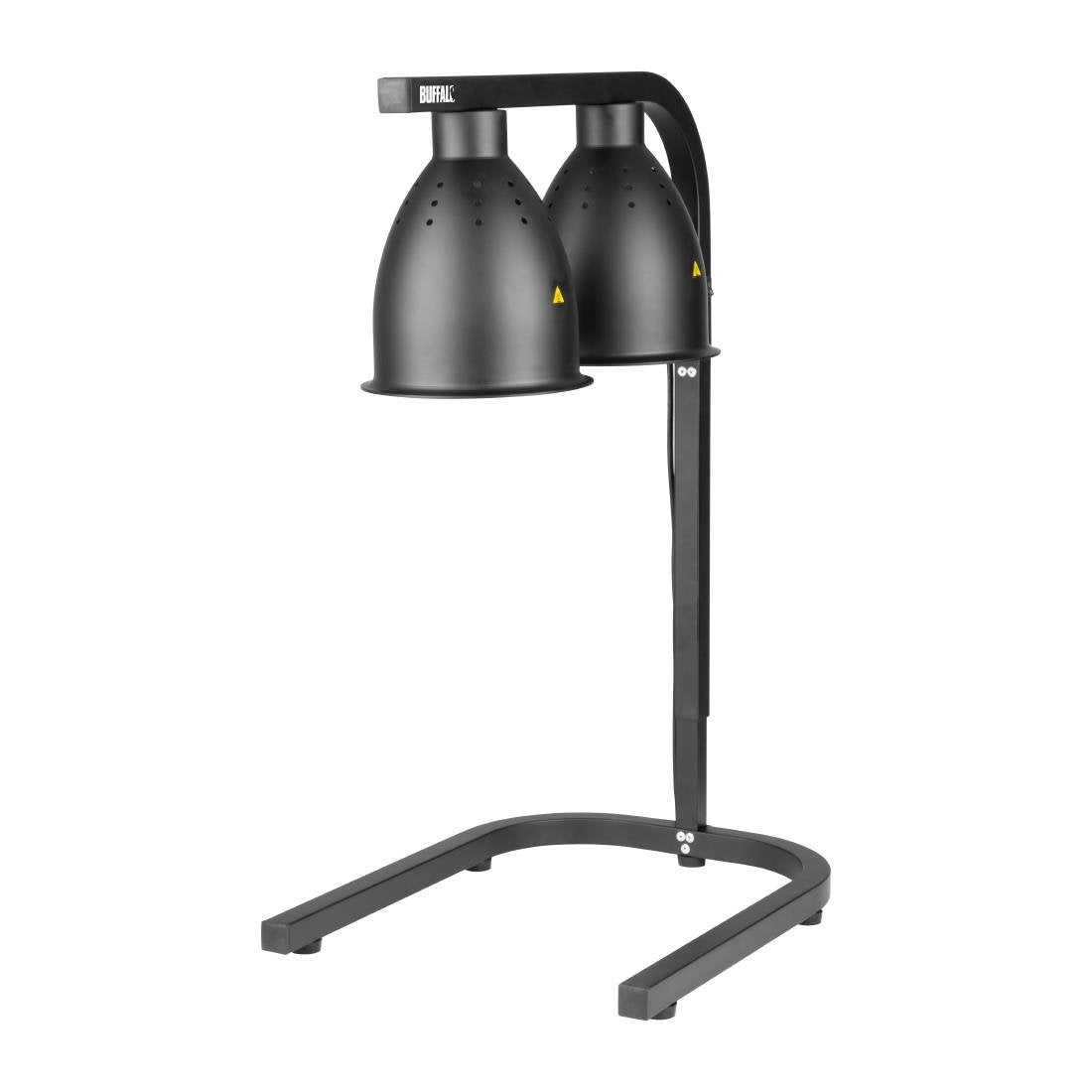 Lampe chauffante double sur pied Buffalo noir mat - NISBETS
