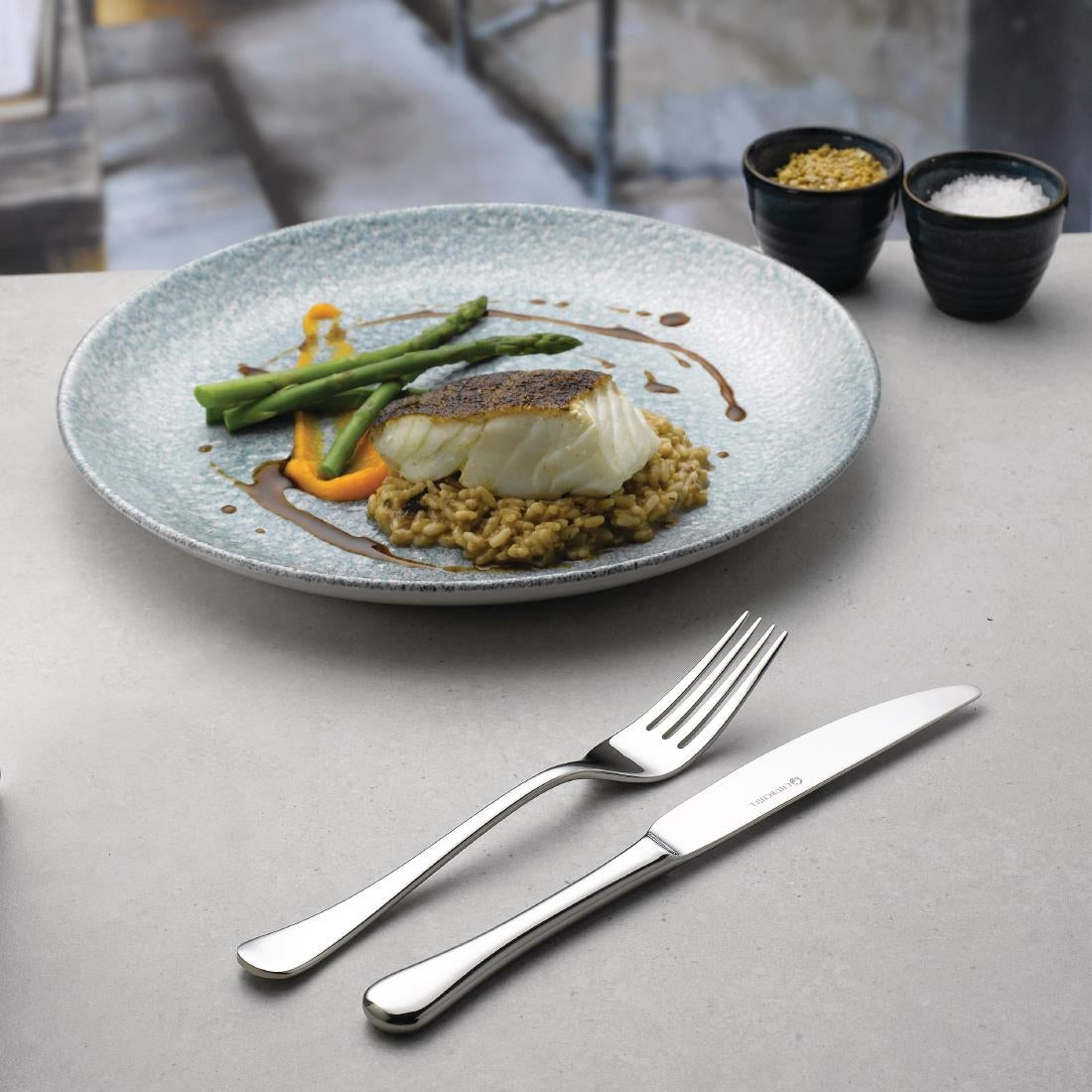 Assiettes coupe ronde Churchill Studio Prints Raku Topaz Blue 248mm (Lot de 12)