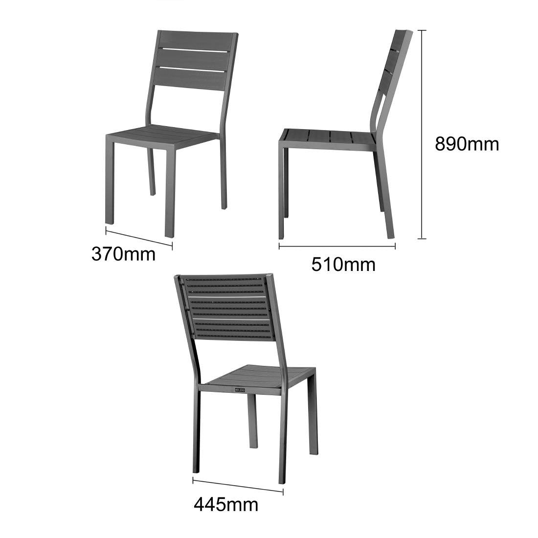 Chaises à lattes Bolero Valletta grises (lot de 4)