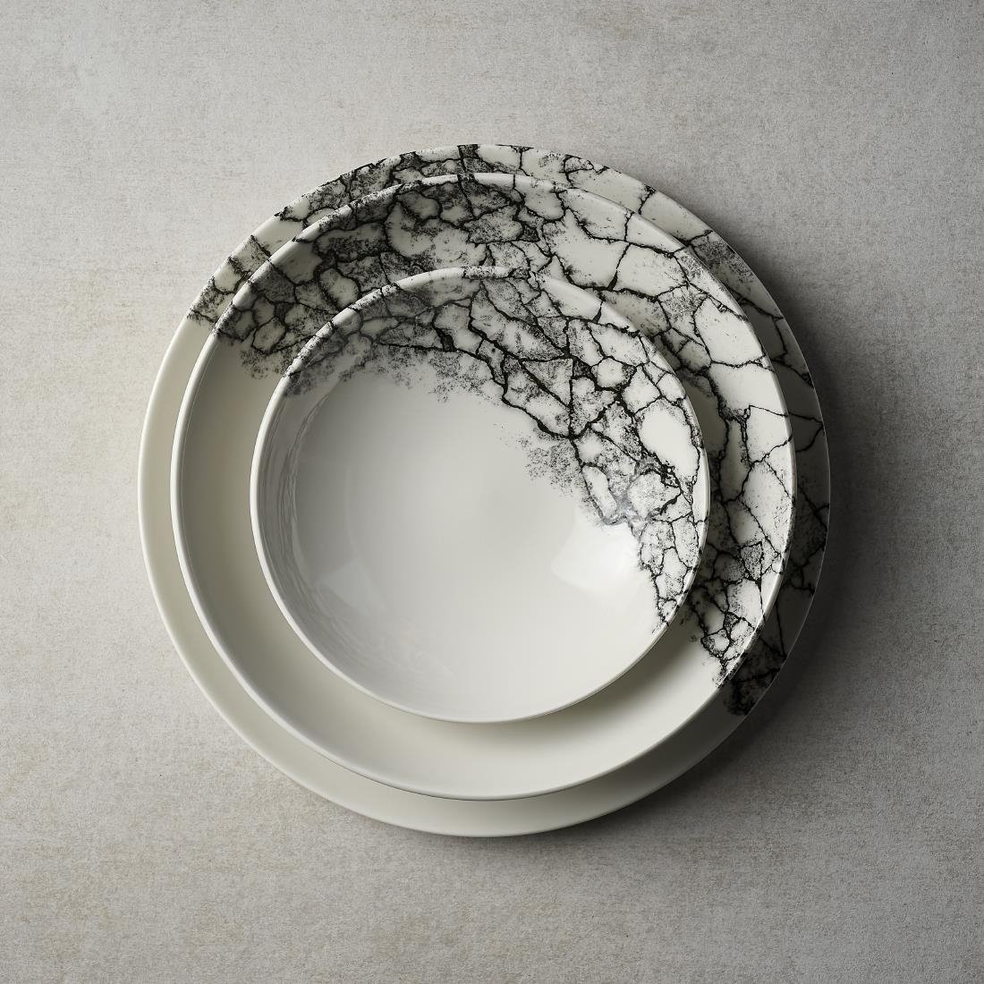 Assiettes rondes Churchill Kintsugi Accents Quartz Black Evolve 288mm (Lot de 12)