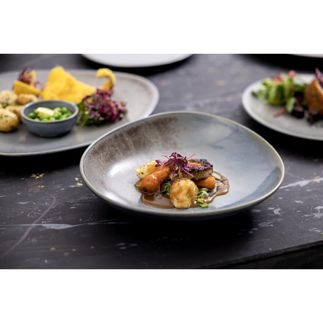 Assiettes triangulaires Olympia Ember Blue 190mm (lot de 6)