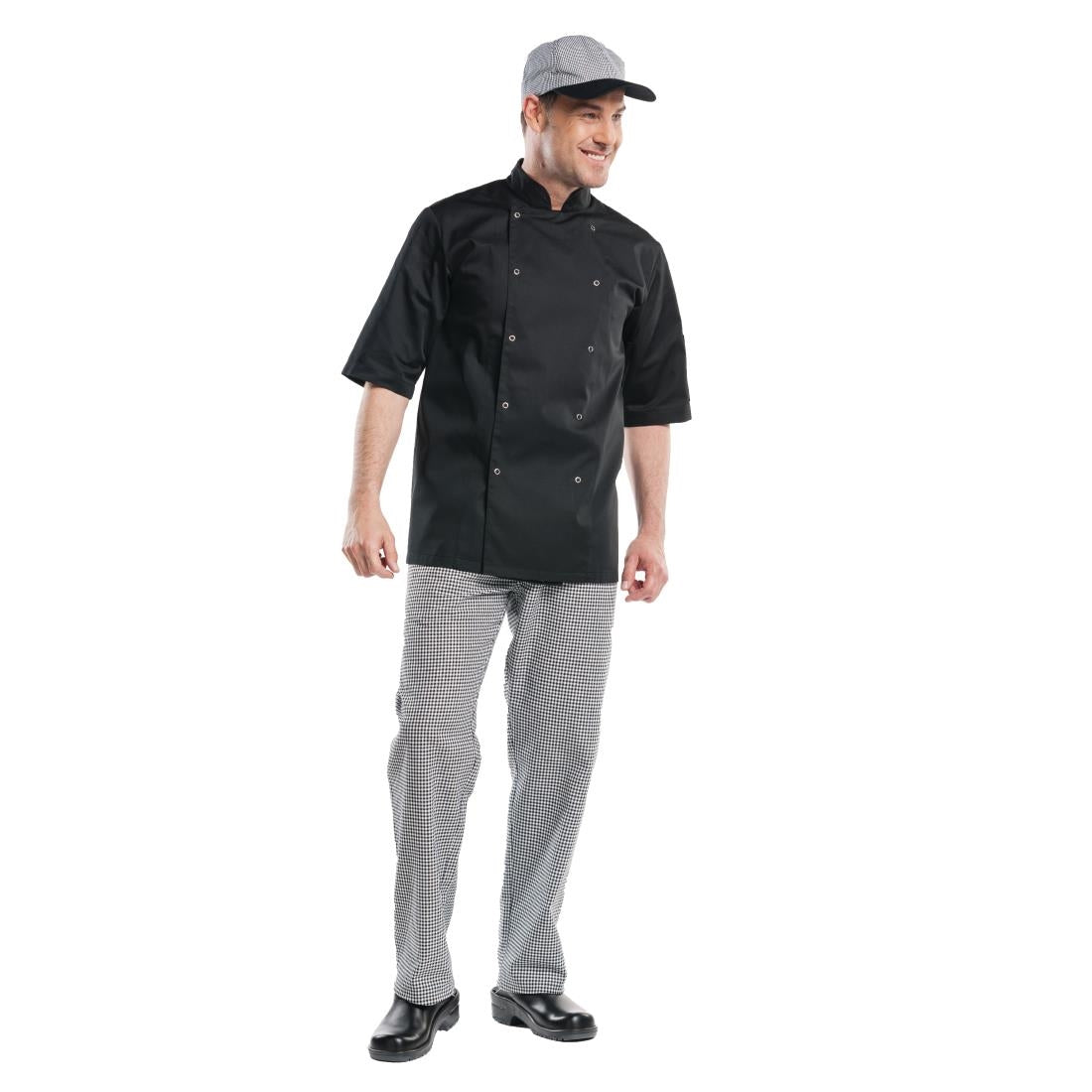 Veste de cuisine mixte Chaud Devant Hilton Poco manches courtes noire - Taille XXL