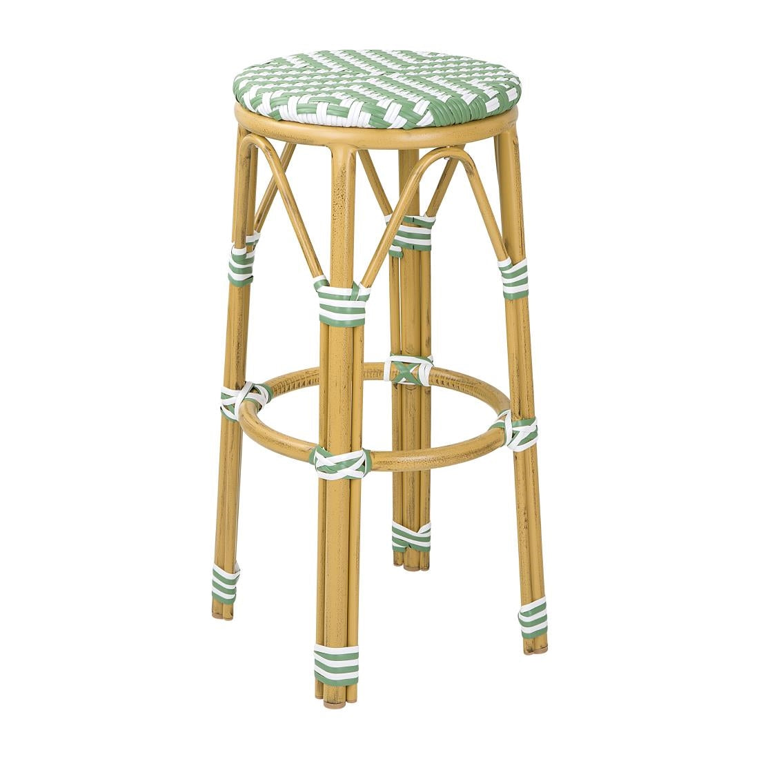 Tabourets de bar en rotin PE style parisien Bolero vert clair (lot de 2)