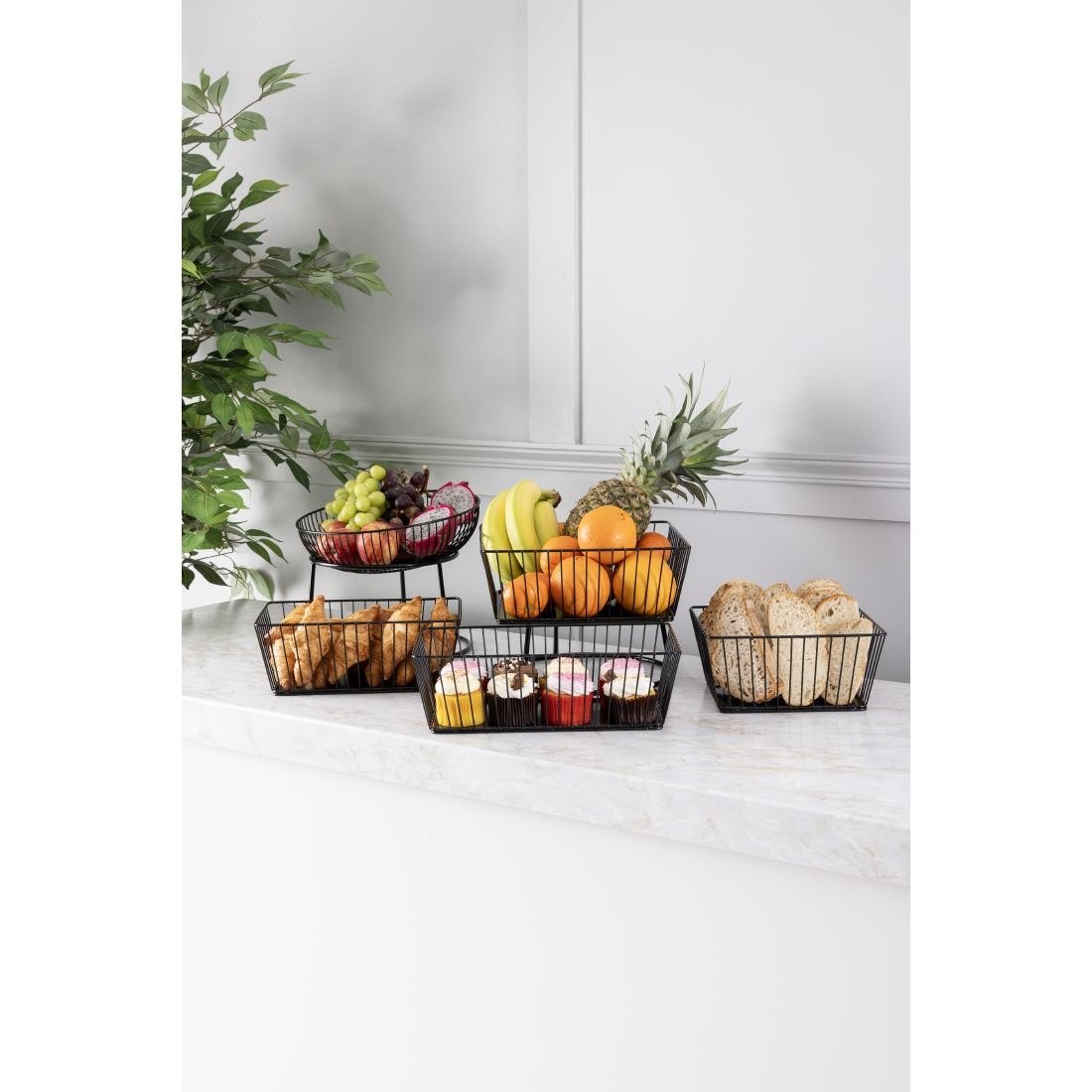 Panier de présentation carré métallique Olympia noir 230x230x100mm