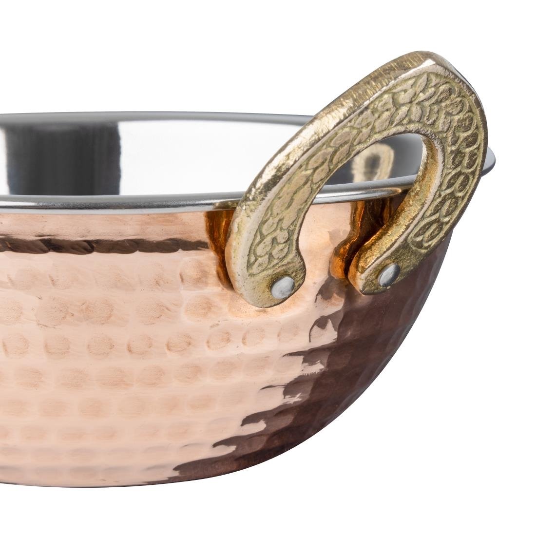 Plat Kadai en cuivre avec poignées en inox revêtement laiton Olympia 400ml