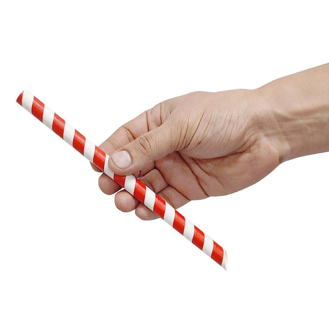 Paille à thé à bulles compostable Fiesta rouge et blanc 12x210mm (lot de 150)