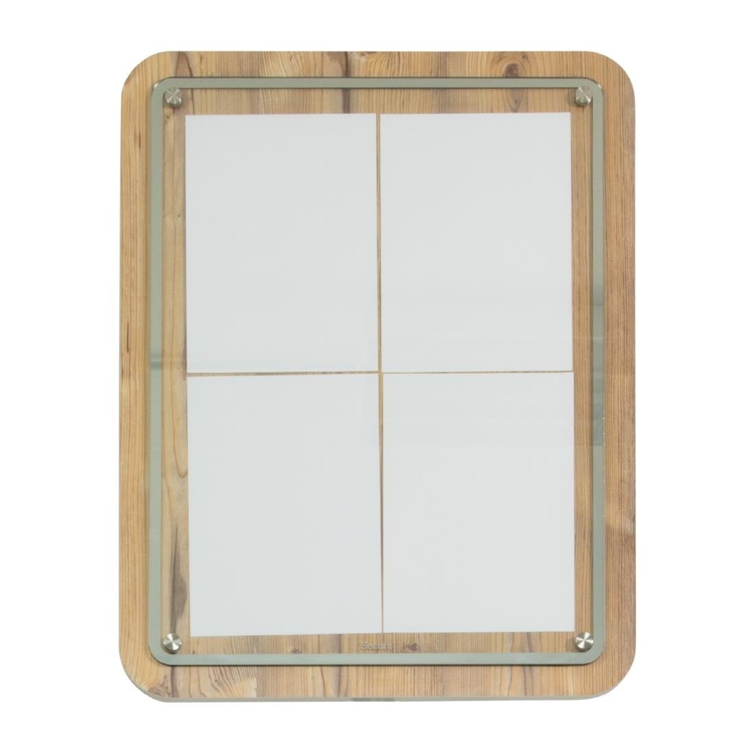 Porte-menu mural en chêne Securit 4xA4 (sans poteau ni socle) - NISBETS