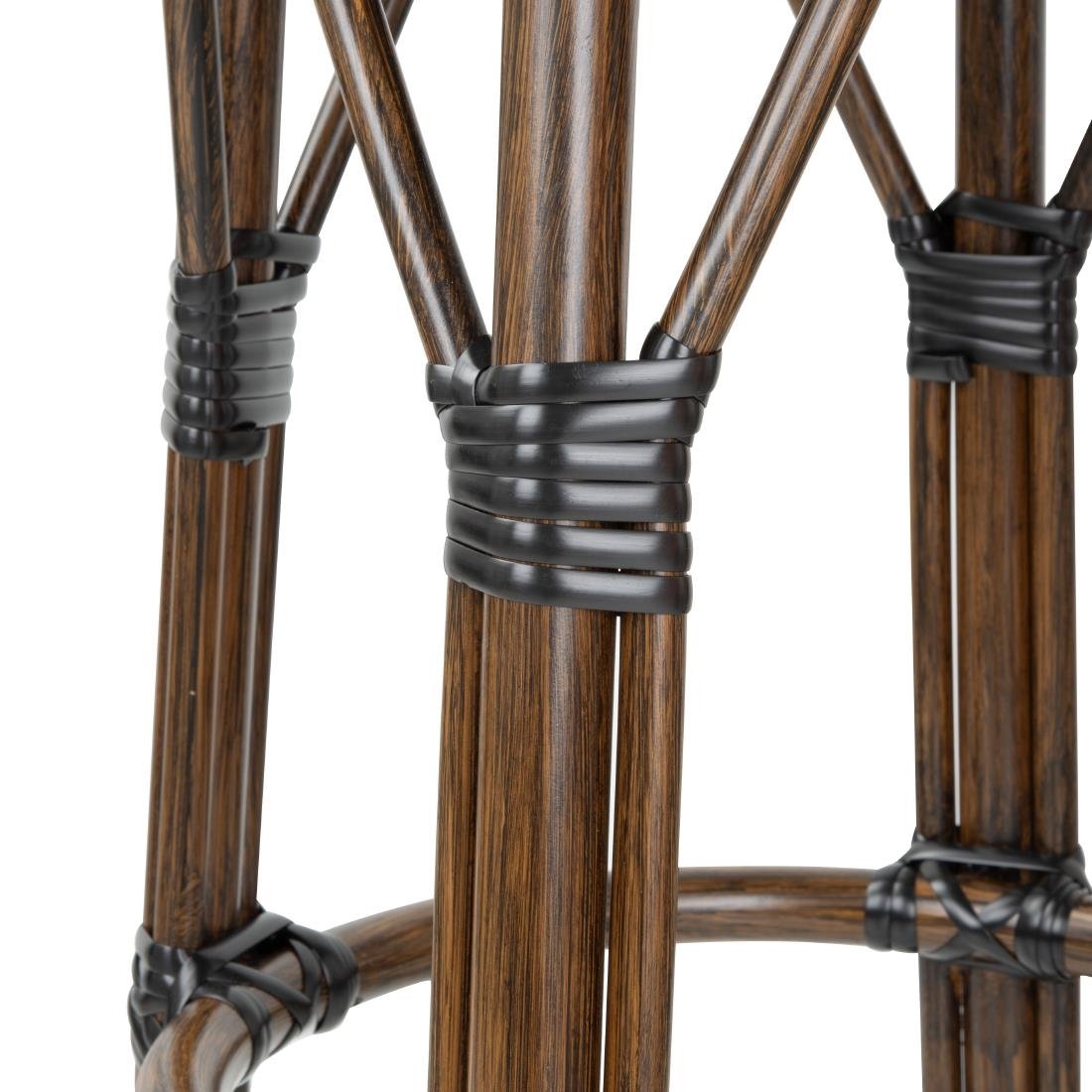 Tabourets de bar en rotin PE style parisien Bolero bois foncé noirs (Lot de 2) - NISBETS