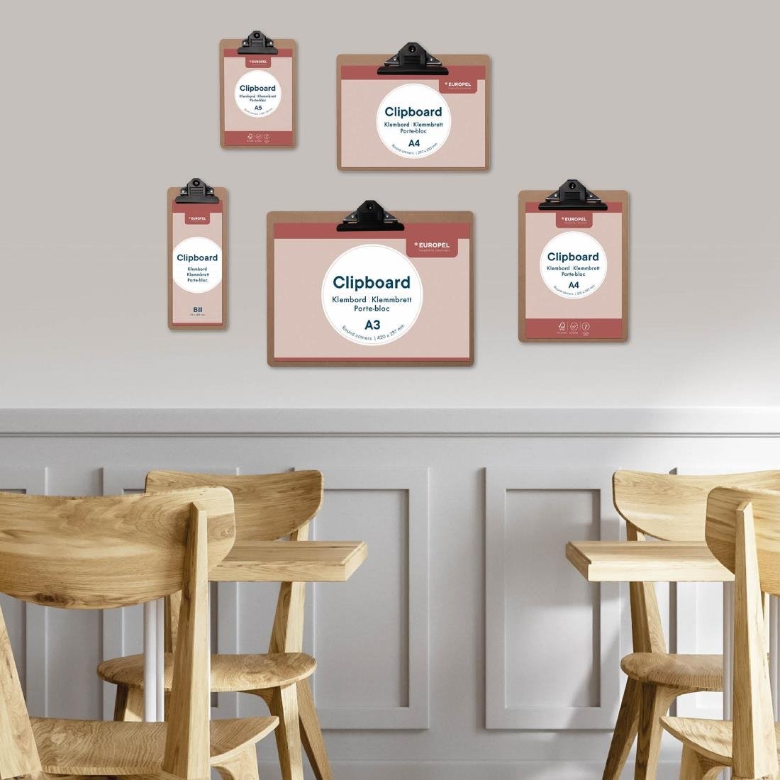 Porte-bloc panneau en fibre de bois Europel A4 paysage 297 x 210 mm