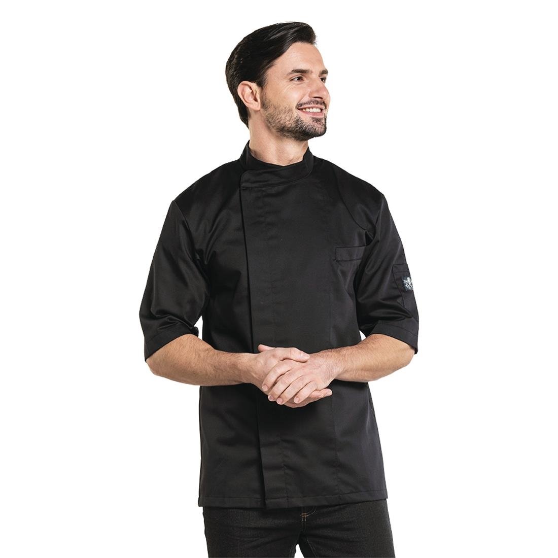 Veste de cuisine manches courtes Chaud Devant Bacio noire L - NISBETS