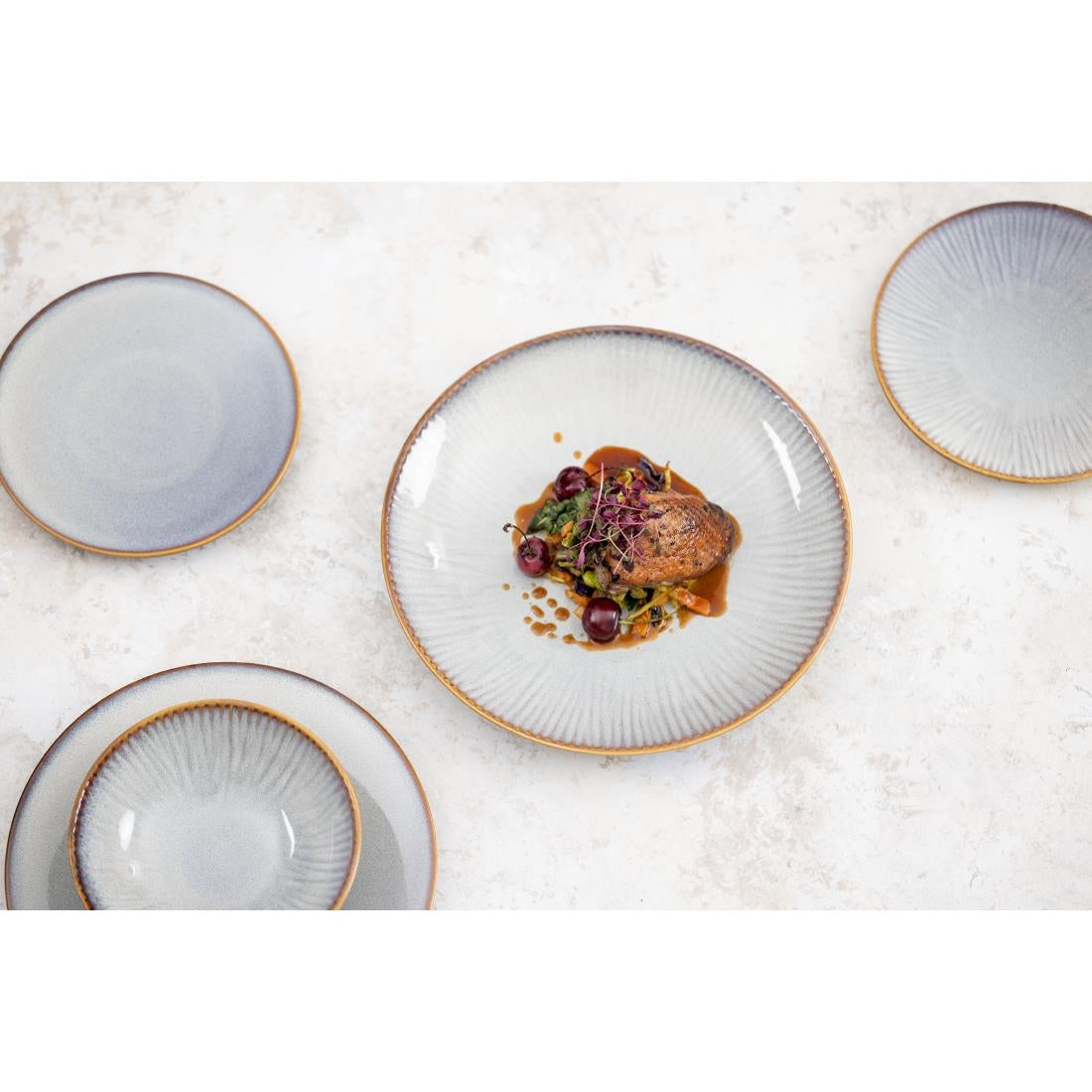 Bols évasés Olympia Drift gris uni 155 mm (Pack de 6)