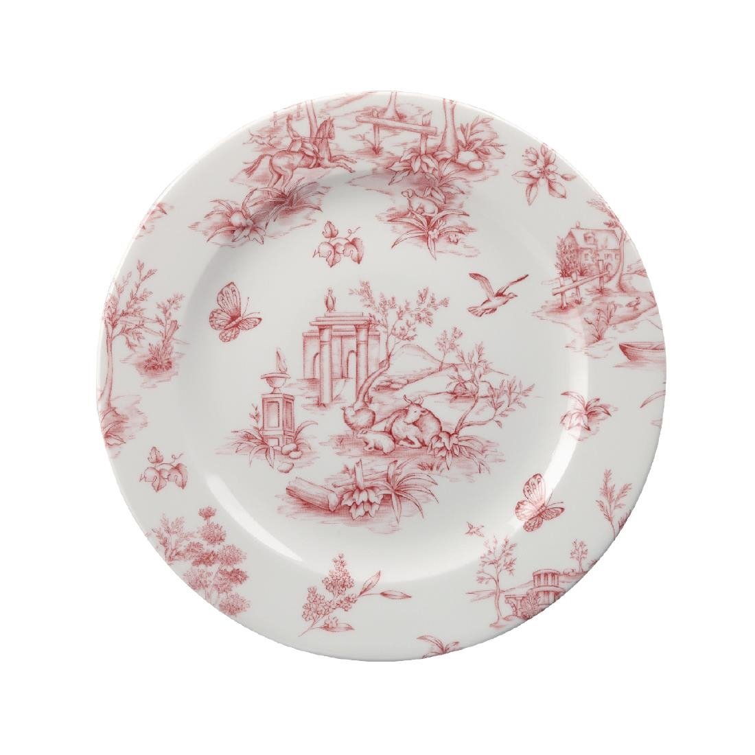 Assiettes plates Churchill Vintage Cranberry Toile Print 210mm (Lot de 6)