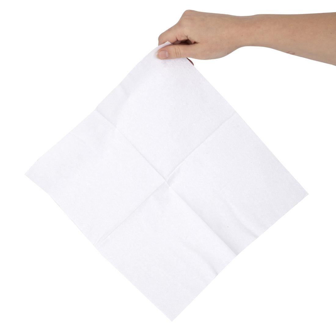 Serviettes déjeuner 2 plis Nisbets Essentials blanches pliées en 4 (lot de 50)