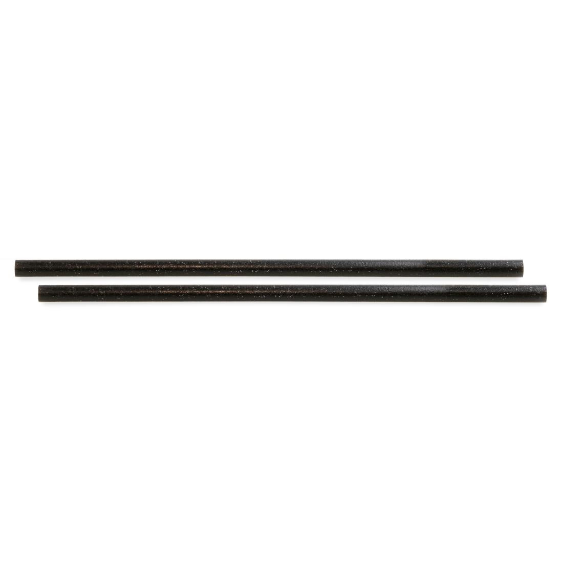 Pailles droites noires Sier Diposables Refork 8 mm / 24 cm (lot de 100)