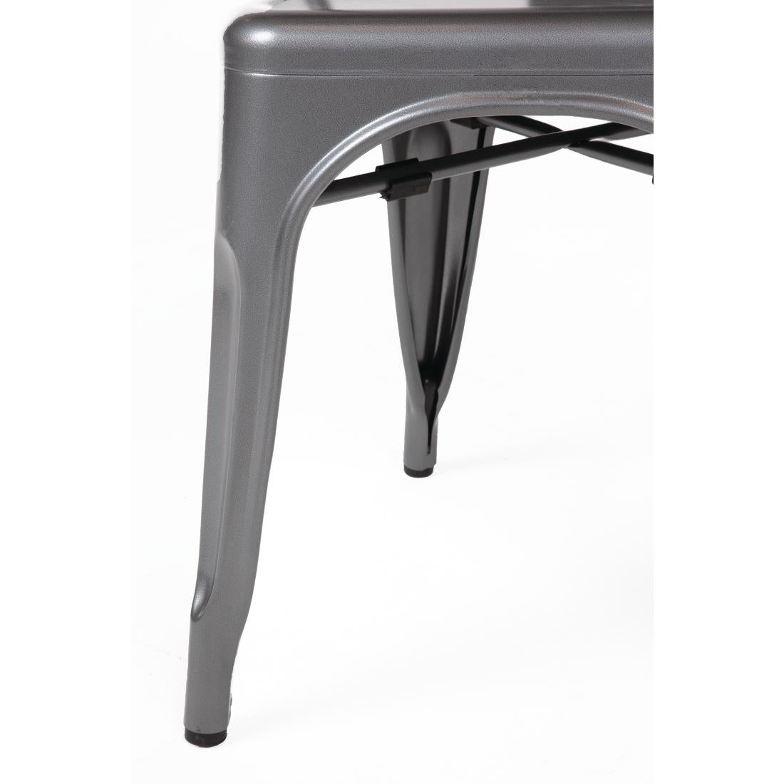 Chaises en acier gris métallisé Bolero Bistro (lot de 4) - NISBETS
