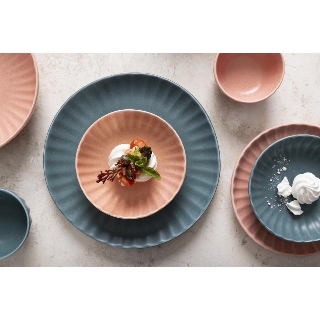 Assiettes plates Olympia Corallite vertes 280 mm (lot de 6)