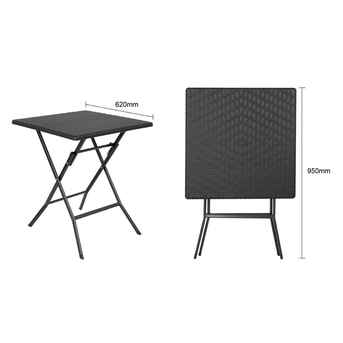 Table pliante carrée Bolero noire 620mm