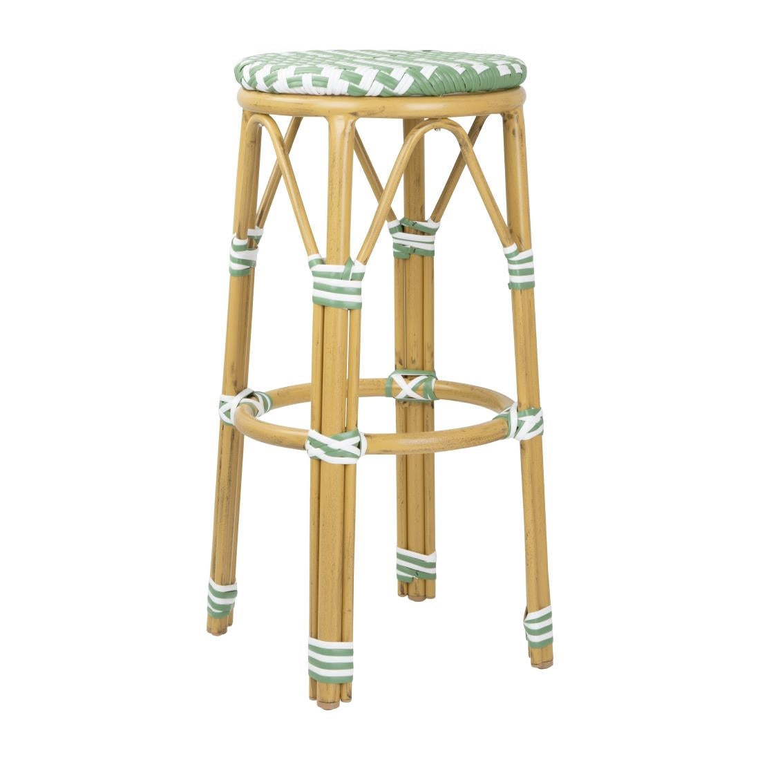 Tabourets de bar en rotin PE style parisien Bolero vert clair (lot de 2)