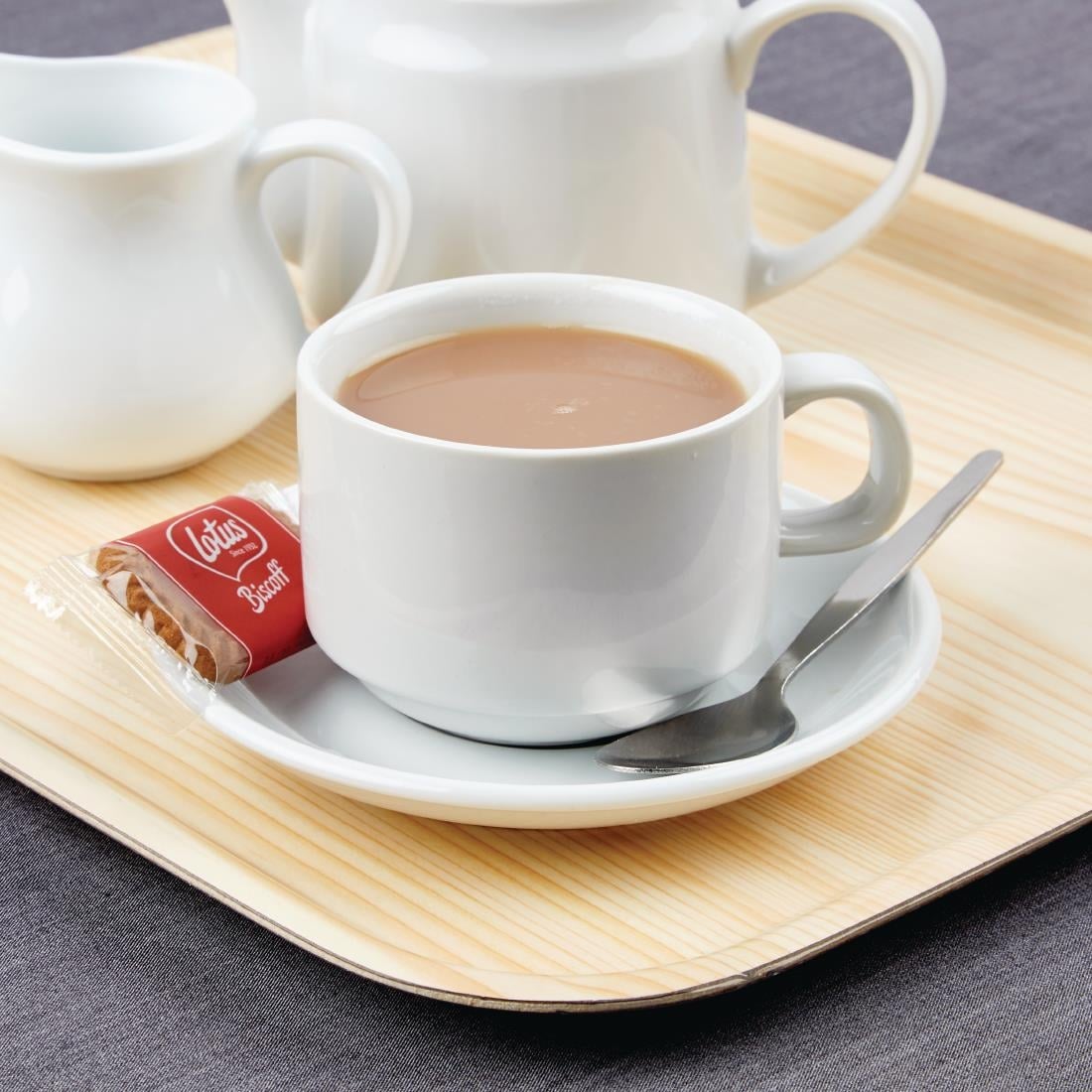 OFFRE SPÉCIALE Ensemble de tasses à thé et de soucoupes empilables Olympia Athena (lot de 24) - NISBETS
