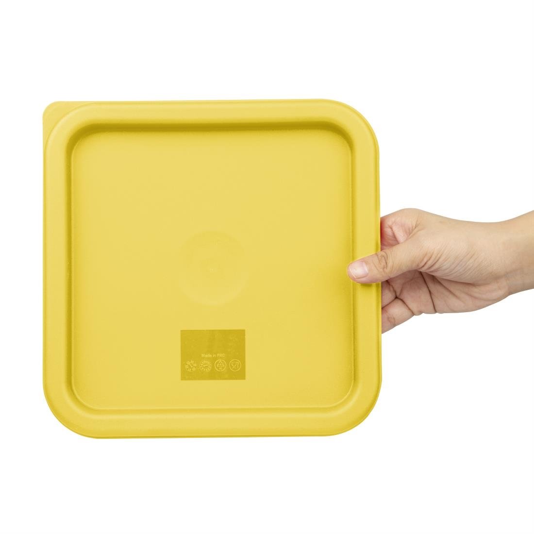 Couvercle moyen carré pour boîte alimentaire Hygiplas jaune