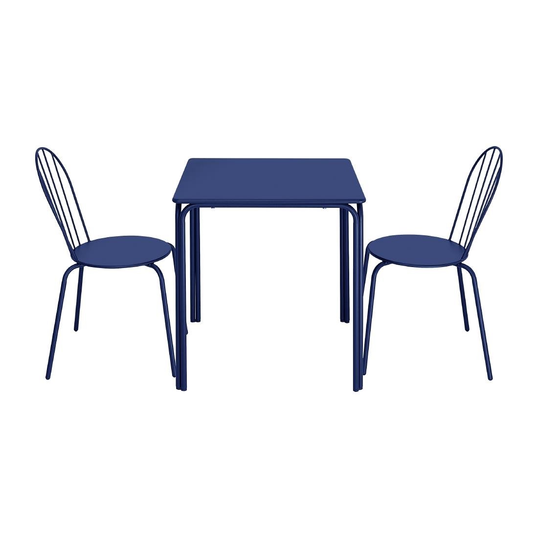 Table carrée en acier Bolero Adeline 700mm bleu marine