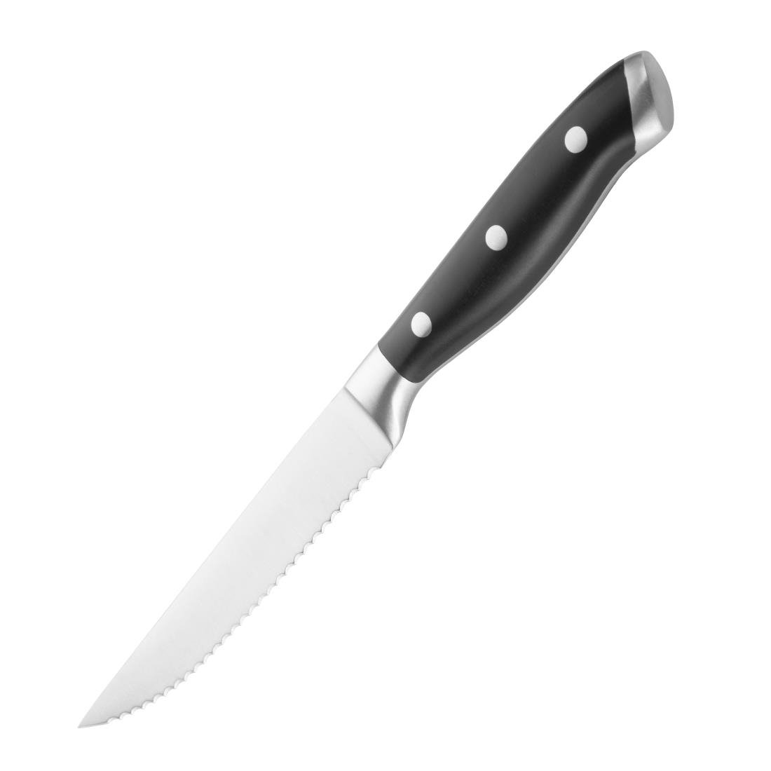 Couteaux à steak rivetés Olympia Premium avec manches en ABS noir (lot de 6)