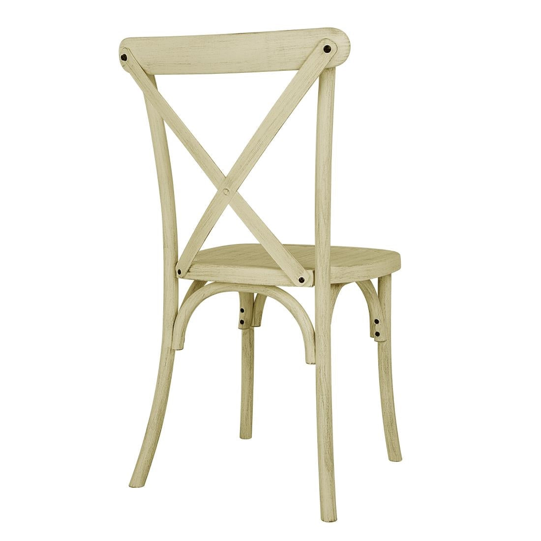 Chaises à dossier croisé en résine Bolero Manhattan effet bois naturel (lot de 4)