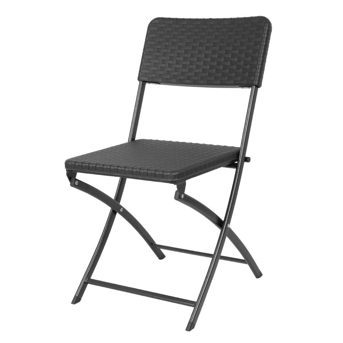 Chaises pliantes en rotin PE Bolero noires (lot de 2)