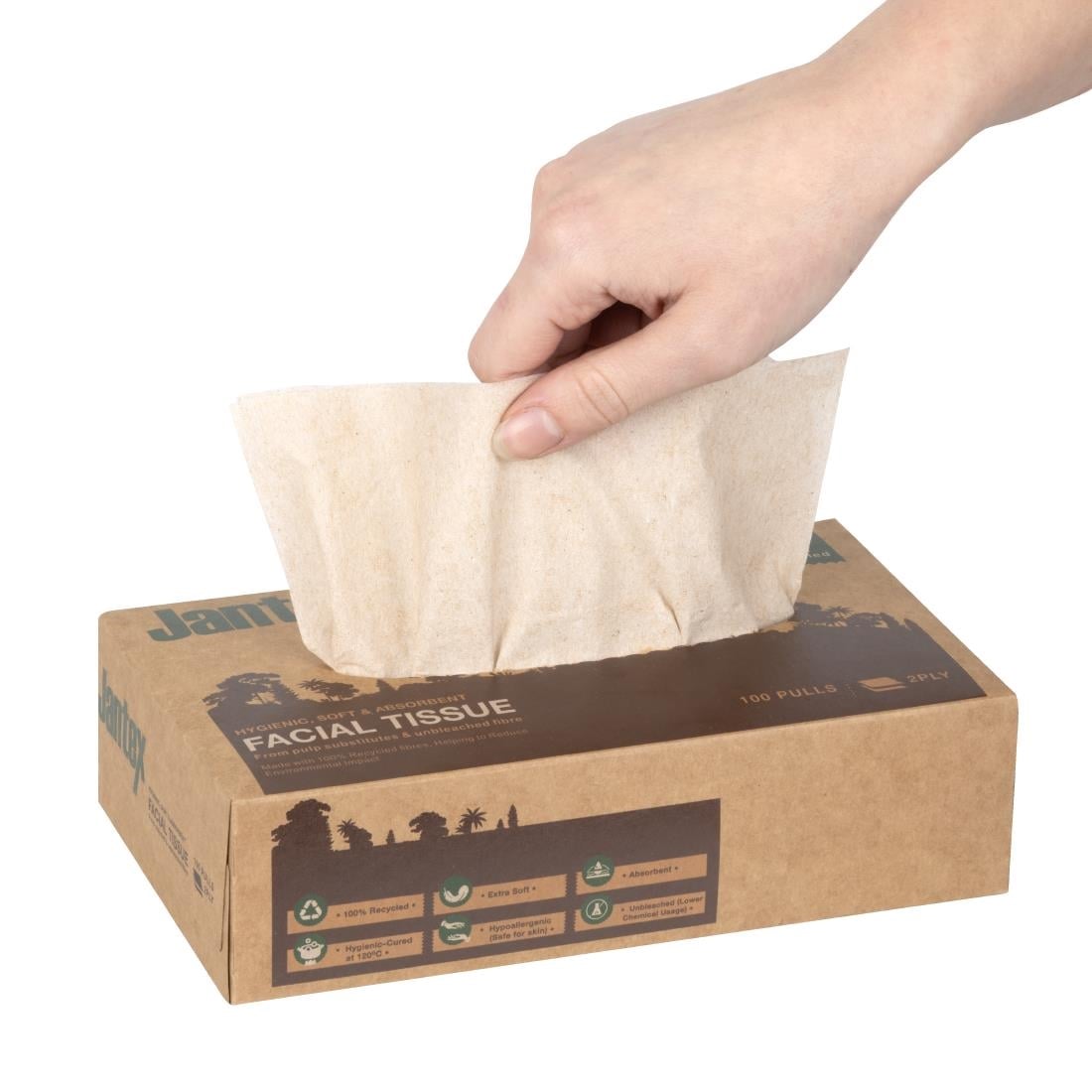 Mouchoirs Jantex Green 100% recyclé 100 feuilles (lot de 36) - NISBETS