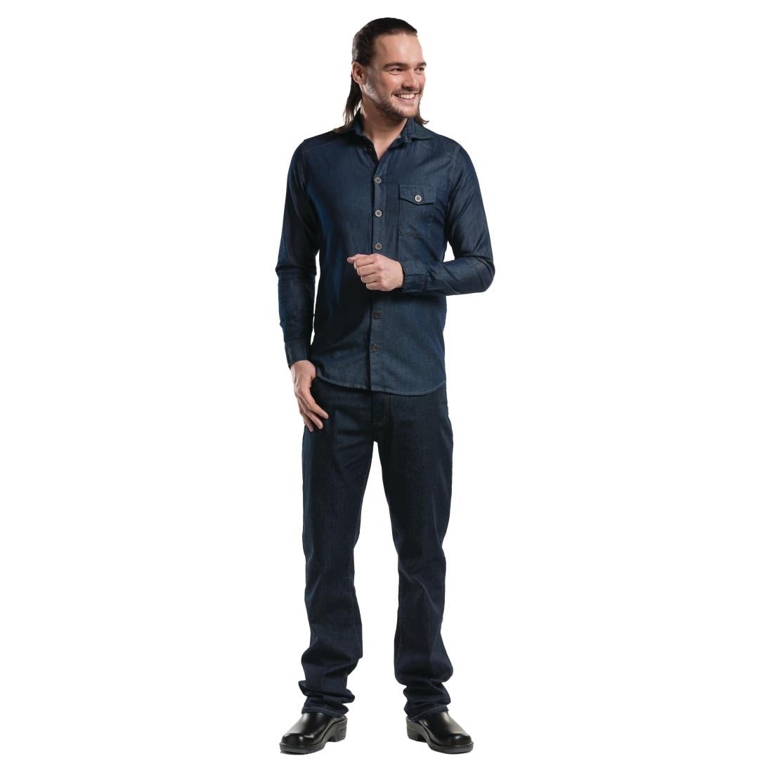 Chemise homme denim stretch Chaud Devant bleue XL - NISBETS