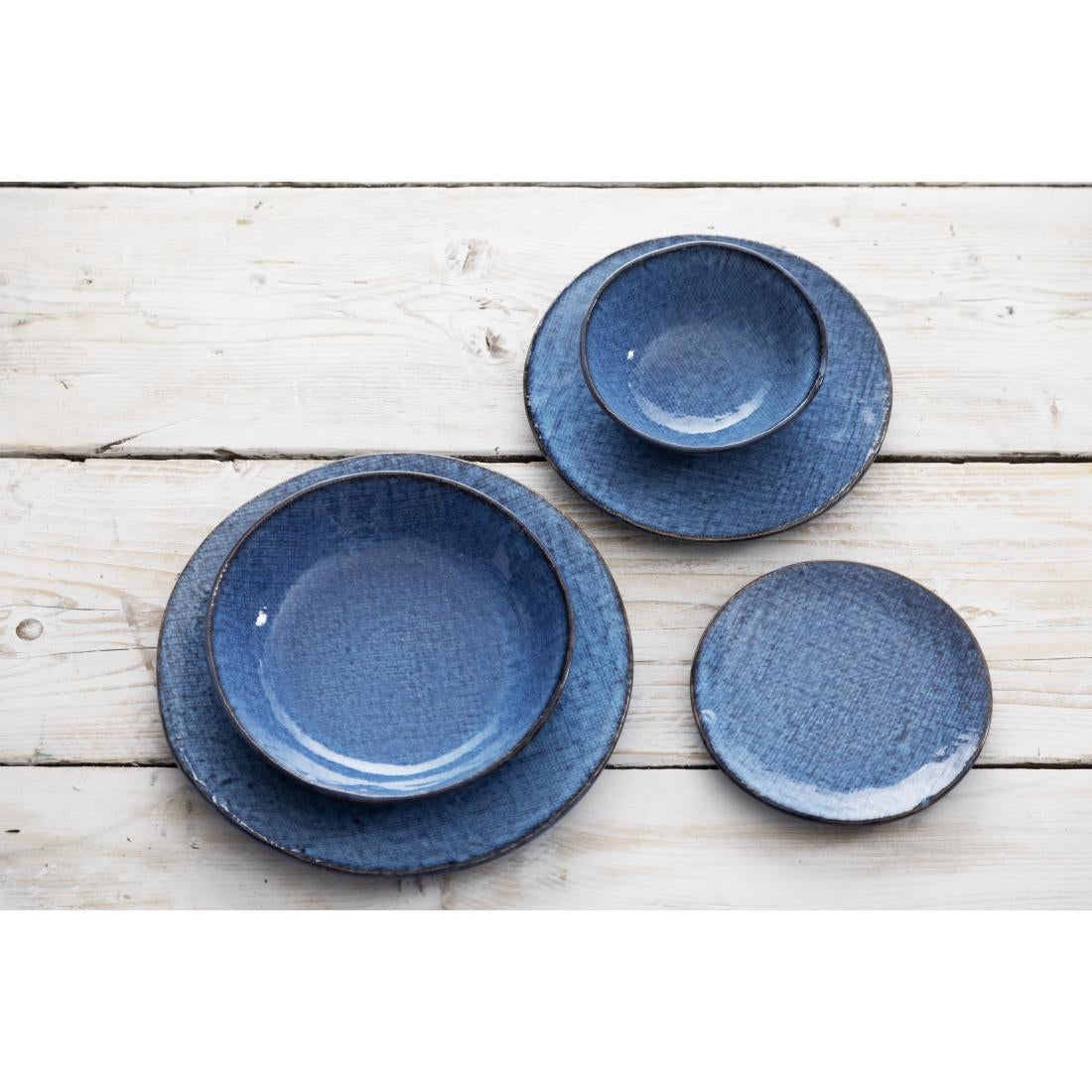 Assiettes plates Olympia Denim Blue 180 mm (lot de 6)
