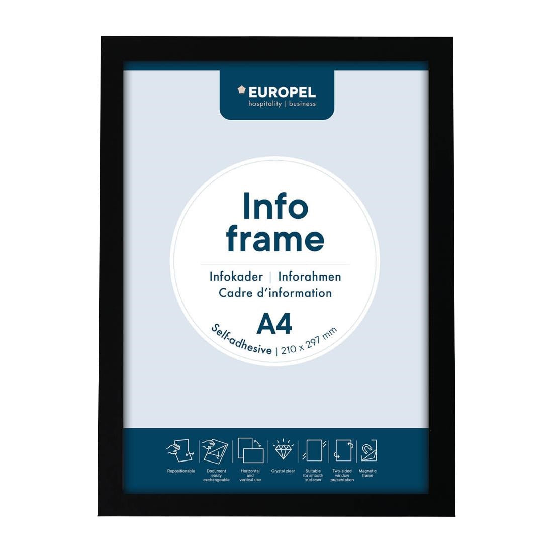 Cadres d'affichage autocollants Europel A4 noirs (lot de 2)